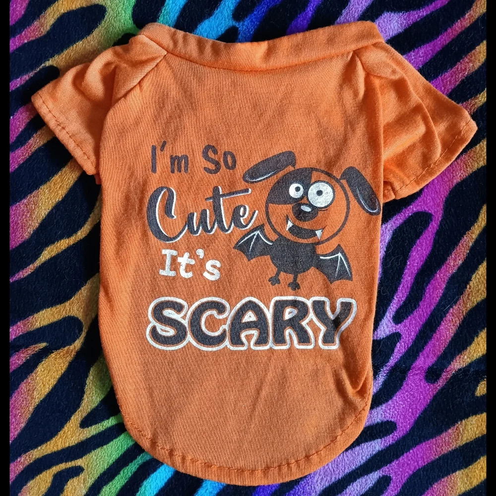 🧡🖤 *4/$15* Halloween Dog T-Shirt XS Orange Black Pet Bat